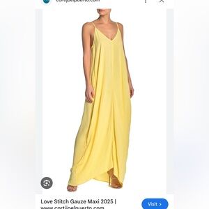 NWOT LOVE STITCH gauze yellow dress S/M